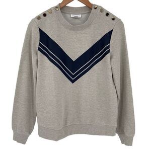 Charter Club Shoulder Button Detail Sweatshirt‎ Women Small Maple Heather Combo